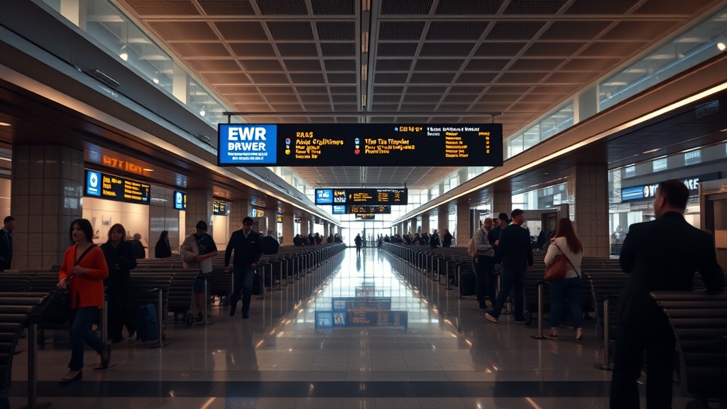 EWR Terminal B to C transit time United Airlines reality