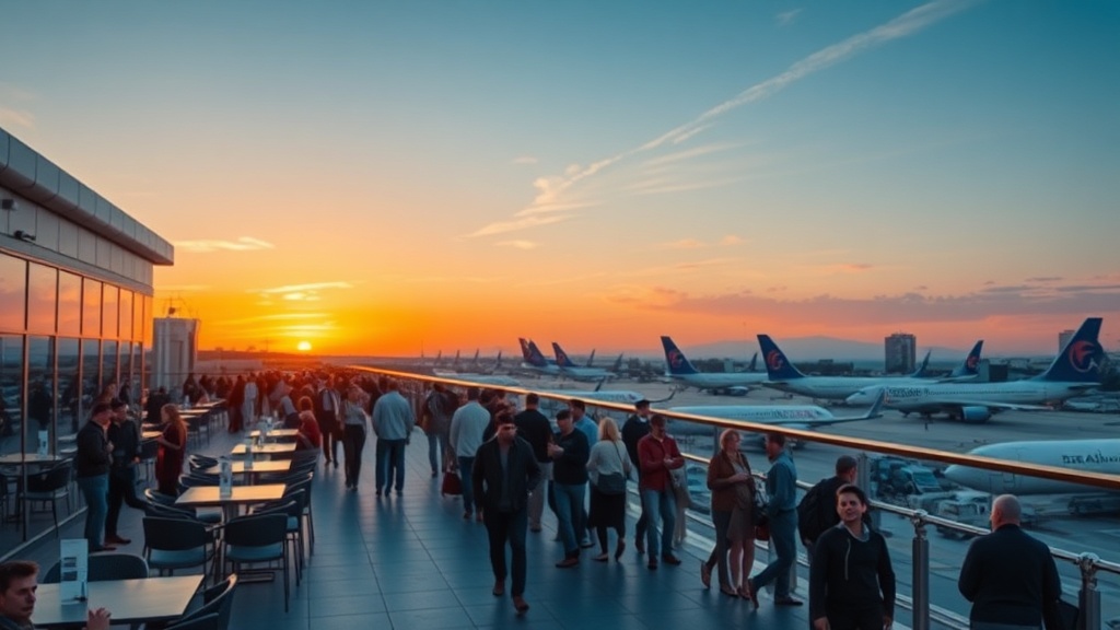 LAX Star Alliance lounge outdoor terrace crowding level sunset